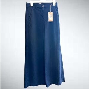 Made in Italy Dixie Denim Collection Extra Wide Leg Cotton Trousers Pants in Nig